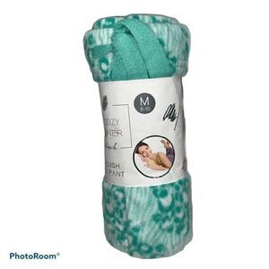 The Cozy Corner GREEN LEOPARD Fleece Plush Pajama Pants Womens Medium Size 8-10